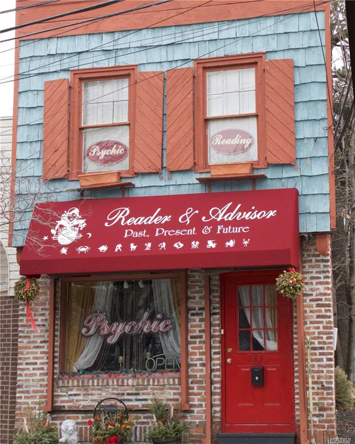 A unique small store with studio apt above plus full basement in the center of town 1 block from LIRR. Building & lot is a triangular in shape, perfect for small business with living quarters.Current Tenant is month to month. Tenants pay heat (oil). electric & water. No separate entrance to apt.