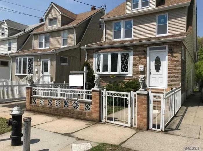 Renovated detached 2 family house. Great Investment property! 3 bedrooms, 1 Bath over 2 bedrooms, 1 bath. FIRST FLR: L/R, EIK, 3 bedrooms, 1 full bath. Second FLOOR (duplex): L/R, EIK, 2 bedrooms, 1 full bath. 3rd Floor Bonus Room with closet. Full semi finished basement with full bathroom & OSE. All new: Roof, Kitchens (2) , Flooring, Walls, Bathrooms (2), Heating system, Hot water tank. Pvt Driveway leads into rear yard.