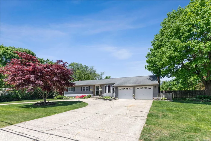 Sprawling center hall ranch on 1 full acre. Large formal living room, formal DR with bay wind., 20 ft. family room with fireplace, full fin basement w bath, master br suite w bath, cac, all oak floors, updated kitchen and baths, 2 car garage, 200 amp elec.,  covered patio with fans and lighting, circular driveway, igs, newer roof siding and windows all on 150 x 300 cleared level lot. Zoned for (4) horses or room for pool or room to expand. Move-in condition!