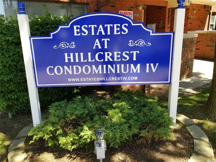 Hillcrest Estates iv Condo. Two bedroom, two bath, living room, dining area, eff. kitchen, washer and dryer in apartment. Basement is for one area of storage and heating system. One parking spot in rear of building included.. Needs up dating. There are 111 units in this condo complex.