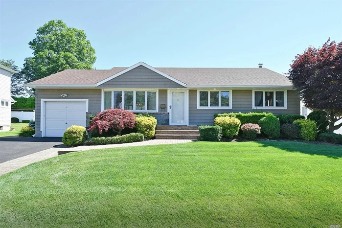 Eileen Gardens Ranch, Mid Block Location, Featuring 3 Bedrooms, 2 Full Baths, Eat-In Kitchen w/Granite Countertops, Park Like Fenced Yard w/Deck, New Interior Doors, Hardwood Floors & Hi-Hats, Finished Basement w/Bath, Laundry, Utilities, New 2 Car Driveway w/Paver Path & Stoop, CAC, IGS, 150 Amp Electric, Alarm, Low Taxes, Old Bethpage Grade School, Mattlin Middle School