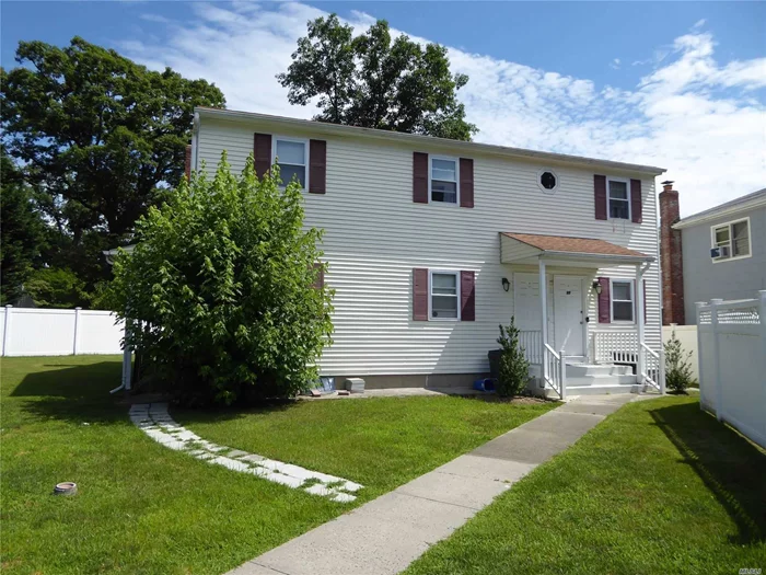 Sunny Large (1200 sq feet) Three Bedroom Apartment On The Second Floor. One Bathroom. All Appliances Less Than One Year Old. Quiet Cul De Sac Location, Shared Backyard. Basement With Separate Entrance With Washer/Dryer and Separate Finished Room With its own Thermostat. Driveway and Street Parking. Close to Center of Town, Restaurants, Beaches, and LIRR.