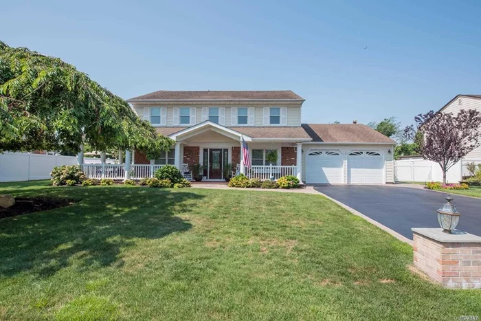 Diamond Center Hall Colonial W/ Wraparound Porch, Private Secluded .33 Acres Of Landscaped, Fenced Property with In-Ground Pool, Brand New Kitchen W/ White Inset Maple Cabinets, Quartz Counter Top, Subway Tiled Backsplash, Open To 20x20 Family Room W/ Fireplace, FDR & LR, Crown and Base Moldings, Raised Panel Walls, Huge Master Bdrm Suite, New Gas Heat & CAC, Hardwood Floors, New Baths