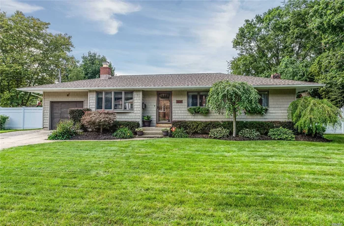 Super Sharp Ranch With New Everything. Fabulous Kit With Granite Farm Sink And Island. New Appliances, Living Room With Brick Fireplace, Wood Floors. Crown Molding And High Hats Through Out, New Burner, New Cac, New Roof, New Pvc Fencing, Oversized Master Br W/Full Bath, Huge Playroom. Sliders To Deck And Patio With Gazebo.