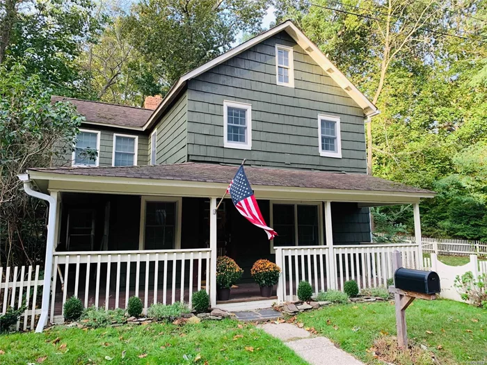 Move in ready historic home in Wading River, Shoreham school district, walk to duck pond, shops, close to beach. Home has 3 bedrooms, 1.5 bath, living room, office, laundry, covered porch, brick patio, fenced yard, detached gardeners shed. Interior recently updated and all new appliances. Stone walls, picket fencing, mature trees, nicely landscaped.