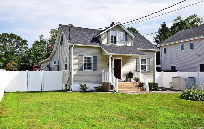 Wonderfully Expanded Cape on 205&rsquo; deep property with 5 Zone IGS & New PVC Fencing on Quiet Dead End Street. 1993 Rear 24&rsquo;x24&rsquo; addition includes a King Size Master BR with New Sliders To Yard. Updated Eat in Kitchen w/Stainless Steel Appl & Granite Counters PLUS a Large Dining Area. New Roof (&rsquo;15).Custom Bedroom Closets. Raised Panel Doors. Upstairs offers 2 Bedrooms, sitting area & easy 2nd bath. New LG Washer/Dryer. Shed & Swing Set Stays.Brand New Hot H2O Heater. Great Place to Call Home