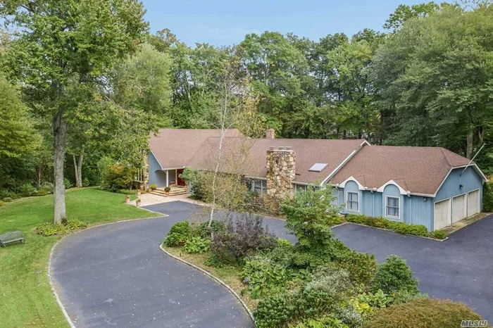 Spacious Frm Rnch in Syosset SD, situated on ovr 2 prvte acrs. Entr this well maintd sprawlng 5500sqft hme tht feat multpl dens and fam rms, a mass fin bsmnt w multi sldrs to LL Patio. Vaulted clngs, ovrszed EIK w Cherrywood cabs & sun drenchd w 10 skylights thruout, ovrlking pristine bckyrd w multi decks & IG pool w Patio. This home is a tru Entmt delight w multi-generational potentialSep Guest wng on LL.