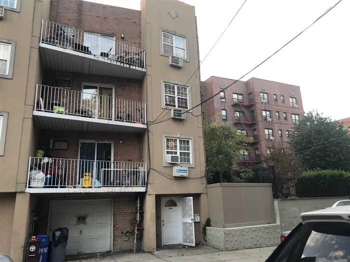 Rent control building with great income and good return. new building only 16 years old. 3 , 3 bed apt with 2 bath an terraces, must see!! 3rd fl Apt can only be seen but they are identical. Ground floor there&rsquo;s a garage and a 1 room office with exist to backyard.