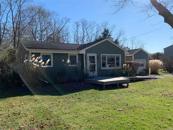 Fantastic 1-story house for sale in spectacular Southold corner. 2 beds 2 baths, separate living room, eat in kitchen with stainless steel appliances and dishwasher, partial basement, one car garage and handicapped access entrance, fireplace, 16988 sq.ft lot