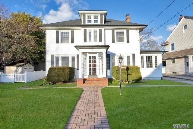 A lovely C/H Colonial with Original Oak Floors, French Doors throughout first floor, Formal Dining Room, Living Room adjoins Study room/office and Den. Eat in Kitchen leads to huge backyard. 4 Bedrooms, 1.5 Baths,  Partially Heated Attic, Full Basement. Must see ! Lynbrook Schools District #20