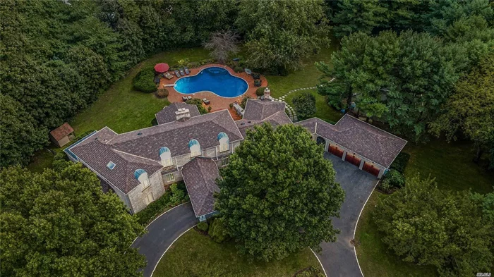 For those who appreciate the ease of an open layout & privacy of 2 lavishly landscaped acres w/pool & tennis at the end of a cul-de-sac, look no further! Custom, sprawling all brick home puts the good life in the palm of your hand. Without peer in size, scale & setting, every feature, detail, amenity & system was carefully considered to elevate everyday living. Master Suite encompasses entire 2nd floor & includes office/libr., 2 lg. WICs, spa bath & gym/ sitting rm. 5 BRs w/updated baths.