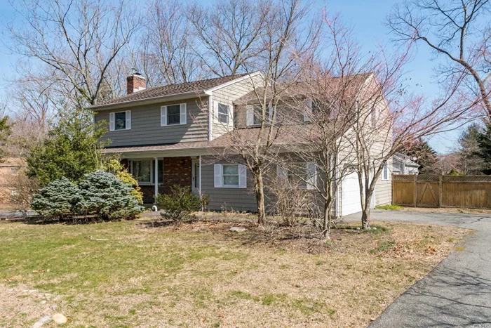 Large colonial home in quiet neighborhood in the heart of Three Village School District, only minutes away to Nassakeag Elementary School and Stony Brook University. Formal dining room with sliders to deck and large backyard. 1st Floor, living room with fireplace, dining-room, kitchen, family room with French doors to deck/yard, center hallway, attached 1.5 garage with remote entry. All bedrooms are upstairs and of decent size. Partial basement. New burner.