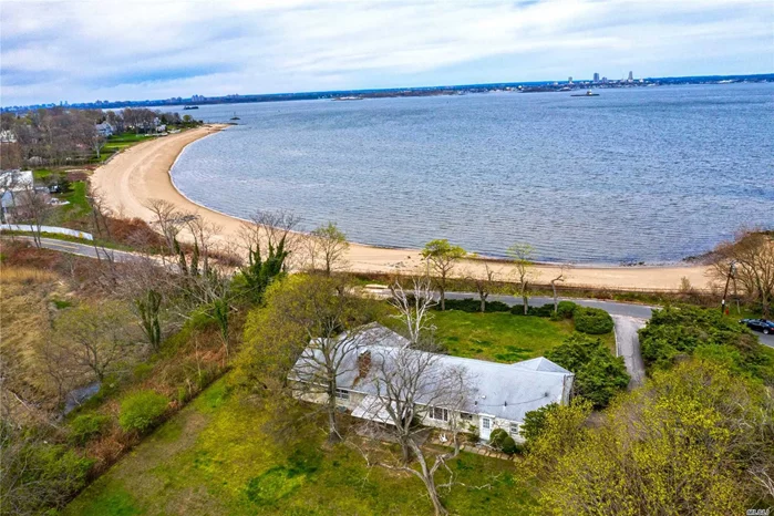 One of a kind Sands Point Location offering spectacular water views of Long Island Sound. 2.76 ares that with the LI Sound on one side and East Creek on the other. 4 bedroom, 3.5 bath Ranch sold in As Is condition. Private access to LI Sound through deeded beach rights. Access to East Creek for kayaking. Whole house generator.