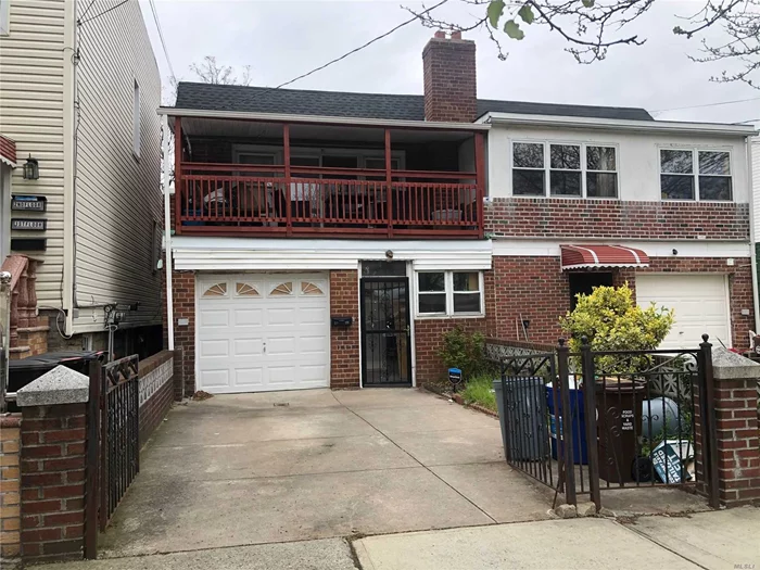 Solid brick, semi-detached, 2-family home built 20&rsquo; wide by 54&rsquo; long. Features a spacious 5-room apt. over a 3-room apt. and also includes an attached 1-car garage, private driveway and large 2nd floor balcony. Conveniently located on 65th Place with easy access to the LIE and BQE and also very close to highly regarded PS 229. Nearby mass transit includes the Q18 bus