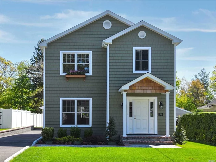 Beautifully Constructed New Home on oversized lot. Soaring entry foyer leading to well designed 2, 200 sq. ft. open floor plan. 1st floor includes: Living Room with gas fireplace & lots of natural light. Vast kitchen with white Shaker cabinets, black stainless appliances, island sink w/ breakfast nook. Washer/dryer hookup, powder room, pantry and mudroom with exit to large rear deck. 2nd floor includes: Master bedroom, master bath, walk-in-closet, 2 additional bedrooms and full bath. Additional Features include: Wide plank oak flooring throughout, Anderson windows, Central Air, Ceiling fans, Inground sprinkler system, full basement, high ceilings with outside access, Large rear deck overlooking private scenic backyard. 1 Car detached garage. NYS Energy Certifed. Oyster Bay School District. All set on over 10, 000 sq ft lot! MASK & GLOVES required.