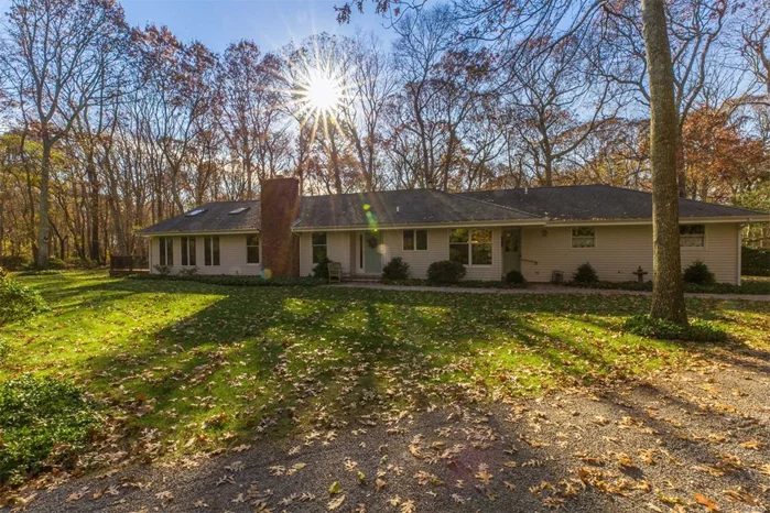 Stunning 3Br, 2Ba Expanded Ranch Sits On Almost Two Wooded Acres For Privacy, Formal Lr W/FP, Updated Eik, Granite, Dr, Hw Floors, Large Sunroom facing South, Large Deck, Heated Bonus Room Through Garage. Many Extras, 5 Minutes To Sandy Bay Beach. House Generator And Gas Stove Top