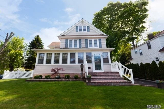 Beautiful, large Colonial built in 1912, Inc. Village, large enclosed Front Porch w/16 windows, Banquet FDR w/2 sets of pocket doors, EIK w/newer appliances, 2 BRS converted to large MBR, large walk-up Attic, heating system & separate gas hot water heater only 10yrs old, 275 gallon oil tank 1 year old, 200 amps, roof 5 years old, most windows replaced, multi-level deck, 2 retractable awnings, IGS, close to town, shopping & railroad. Basic Star Credit of $1, 700.74.