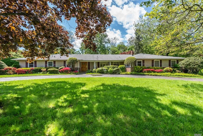 Spacious Ranch On 1 Acre With Circular Driveway. Entry Foyer Opens Up To Generous Living Room With Wood Burning Fireplace., Formal DR, Den With Fireplace & Vaulted Ceilings. Inviting Views Of Yard & In-Ground Pool Wile Relaxing In Sun Room. Granite & Wood Floors. Designed For Easy Living. Close To LIRR, Beach, & Town. Blue Ribbon GWL Elementary, NS Schools.