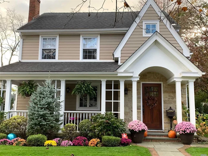 Welcoming Curb Appeal w/New Cozy Front Porch - Enter Open Floor Plan: Lr w/WB Frplc, Formal Dr, EIK, Den, .5 Bth. Home Tastefully Updated While Beautiful Original HW Flrs, Arches & Moldings Preserve Charm. Lg MBr, New FBth, 2 More Brs w/Jack & Jill .5bth Easily Converted Full. 3rd Fl Br w/Den/Office. 2Car Garage, Prkg, Fin Bsmnt - All Lovingly Maintained & Updated. Exterior Hardie Plank/Azek Built to Last! Absolutely Perfect!