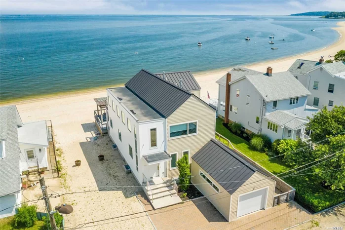 TERRIFIC PRICE REDUCTION! Exquisite Bayville beach front custom built, hand crafted modern masterpiece in extraordinary location at the end of a private road. Sited directly on the beach with views for miles. A perfected harmony where visual delight & practicality mesh seamlessly. Peerless design, enhanced luxury, this is the best of the best.