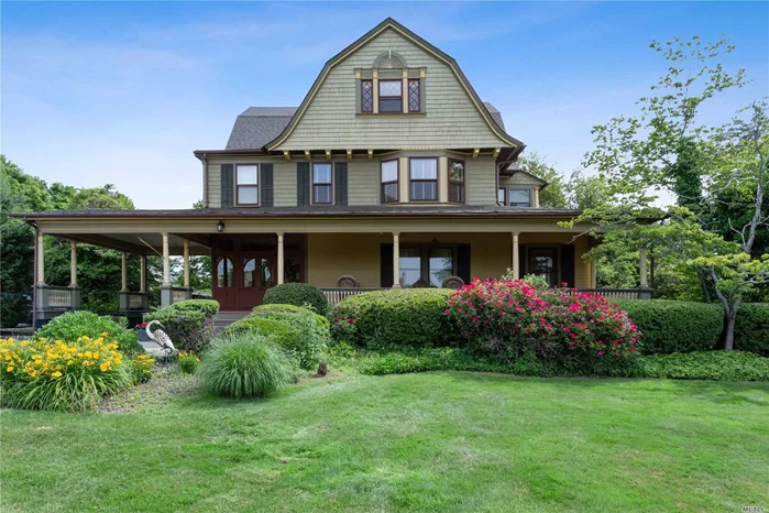 This historical home built in 1890 called the Grace Moore Estate has been completely renovated while still maintaining the classic charm. This grand, waterfront colonial invites you in with a wrap around porch & lg entry way. The inside of this home boasts 7 brs- 3 which have their own fireplaces. Throughout the house you will find 9 fireplaces in total from the entry to the living rooms to the brs to the kit. The EIK gives a classic feel with modern updates and a butlers pantry with a wet bar. Each room is more spectacular than the last. The backyard transforms you into your own private paradise with an inground swimming pool and gazebo surrounded by lush trees. Add&rsquo;l features inc 3 car det gar, CAC, bulkhead, sprinkler system, security system & hardwood flrs throughout. Roof 5-6 yrs, A/C handlers 2 yrs, Blown- in insul throughout entire house through walls, Heat monitor regulates temp 24/7 (all heating upgrades 6.) French drain system 6 yrs. Full hse generator & Private Security.