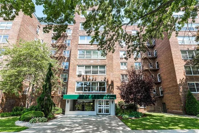 Move Right Into This Spacious 2 Bedroom/2 Bathroom Co-op on High Floor Featuring Approximately 1200 Square Feet of Living Space! Newly Finished Hardwood Floors, Freshly Painted And Plenty Of Closet Space! Parking Space Transfers With Unit! Convenient Access To Shopping And Transportation!