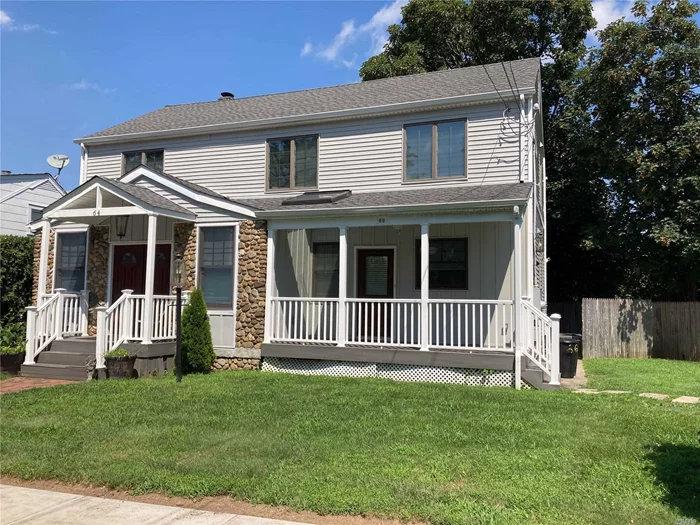 Beautifully Renovated Inside & Out, 2-Family Village Colonial, Close to All, Radiant-Heated Main Floor. Charming & usable front porch. Updated galley kitchen w/SS appliances, fenced side yard; bright & cheerful; W/D in basement; Manhasset Schools; Convenient to town, train, Middle & High Schools. THIS UNIT IS ENTERED THRU THE LOVELY AND PRIVATE FRONT PORCH ON THE RIGHT SIDE. Water & lawn care included. Tenant pays commission.