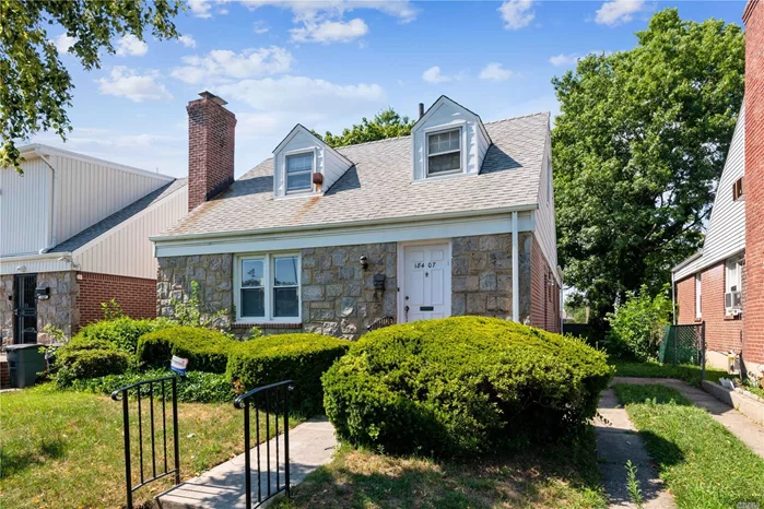 1 family brick detached home in wonderful Fresh Meadows. Amazing opportunity to own a large wide line cape with fieldstone facade, woodburning fireplace on a quiet residential cul de sac with southern exposure, on a 40x100 lot with Private driveway. This unique 1, 398 sq ft (approx) plus full finished basement home is in need of a full renovation. Make it your own and repair it to your liking or create your own 2000 sq ft dream home (please verify with your architect). Estate sale, sold as is. Interior photos coming soon.