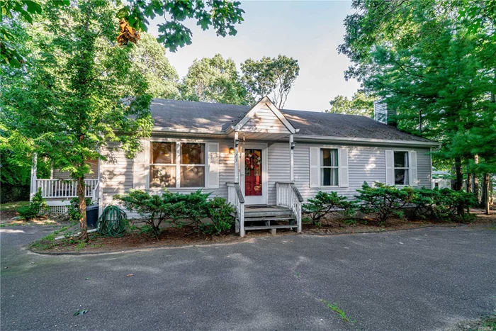 Well kept charming Ranch nestled in East Hampton. Vaulted ceilings in LR farm sink in large kitchen with dining area Full basement. Lots of natural light. Sliding doors from master bedroom to deck. Pull through driveway. Close to shopping and beach.