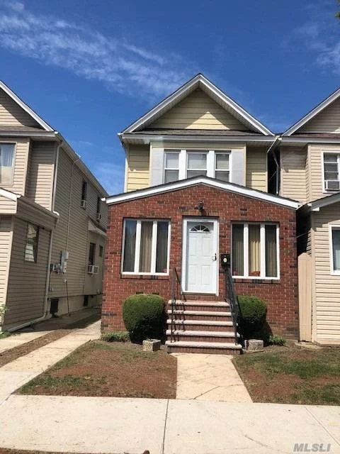 Detached one family with wide party drive and garage. Car can pull into garage and leave the rest of the yard for playing or entertaining. 4 Bedrooms on 2nd floor. First floor is open and bright with eat in kitchen with stacking laundry. Hardwood floors thru out. Well maintained Close to all.