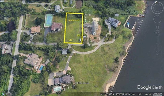Bayfront Community, Large Shy 3/4 Acre Buildable Lot For Sale With Bay Views, Islip School District