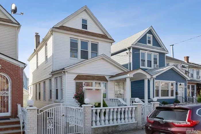 Awesome opportunity in the heart of Ozone Park! This 2-family colonial sits just off of Rockaway Blvd on a quiet street, within close proximity to shops, restaurants, public transportation, schools, and the casino! The property boasts a private driveway, garage, separate entrances for each unit, a huge full basement, and a walk-up attic with tons of space! This is a Fannie Mae Homepath property.