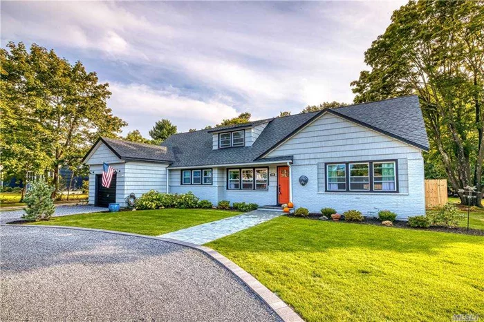 This Stunning Newly Renovated Home is Situated on a Quiet Block in the Heart of Center Moriches. Features Include: New EIK w/granite counter tops and stainless steel appliances, hardwood floors, new windows, roof, heating system, new bathrooms, Master Bedroom suite w/full bth w/radiant heat and walk in closet, 3 additional large bedrooms, upstairs family room, Newly renovated pool & liner, outdoor fireplace, updated 200amp electric, new pavers, new fencing, park like yard with goes approximately 200&rsquo; beyond fence.