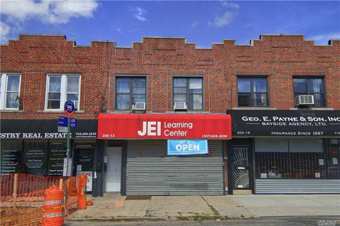 Commercial Income Producing property consisting of (1) Ground Floor Store currently leased by Learning Center (1st Fl + Bsmt) and (1) second floor Office Commercial unit. 20&rsquo;x95&rsquo; lot. 2200 sq ft building on 32nd Avenue near Francis Lewis Blvd and Clearview Expy. Second floor commercial office unit currently vacant and will be delivered vacant at Closing. Projected Gross Annual Income: $68, 688.00. Annual Expenses: $18, 262.16. Projected Net Operating Income: $50, 425.84.