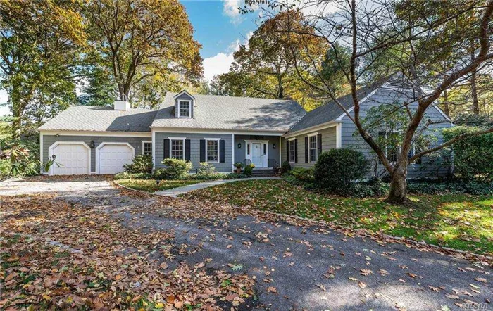 Lovely Cape in Matinecock Farms HOA. Entrance Foyer, Eat-in Kitchen with center island and views of rear garden, LR with Fireplace, Dining Area and sliding doors to slate patio, 4 bedrooms, 3.5 Baths. Master Ensuite Bath on First Floor. Additional Bedroom with bath on first floor. Pantry, laundry room, wet bar. Two bedrooms on second floor with Hall Bath. CAC. Attic space.