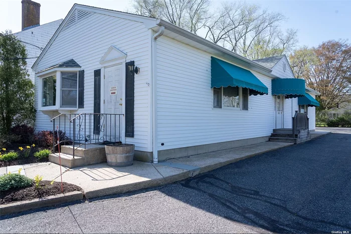 Well maintained Southold Town free standing office building with prime visibility on Main Road available for lease. Five year lease term. Private parking area, full basement included. Call to discuss lease term details, and schedule a private showing.