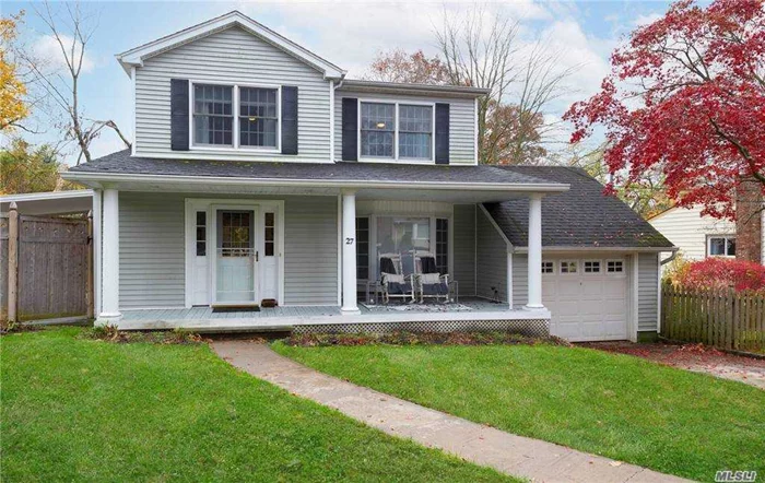 Beautifully Renovated Salem Front Porch Colonial Features: Chefs Kitchen with Island Open to Dining Area. Grand Sized Living Room with Picture Windows, Family Room w Office can be a Bedroom, Plus 4 Bedrooms 2 Full Baths, Huge Lower Level w Outside Entrance for Gym Office Game room. Side Patio offers Outdoor Living Rm. Gorgeous Property Overlooks Meadow. Sun Drenched Rooms,  CAC Fabulous Neighborhood.. Salem Elementary Close to LIRR Village and All Port Washington has to offer.