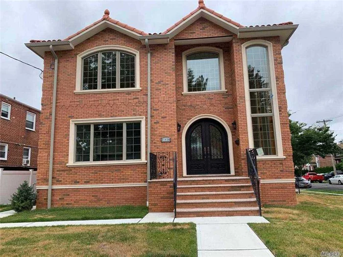 Locations Location, Near Northern Blvd & Bell Blvd & LIRR, Brand New brick construction, spacious 1floor & 2floor & basement, 1floor open kitchen with living room, high ceiling with marble floor, 2floor spacious 4bedroom 3bathroom with one Balcony, Finished Basement with Washer & Dryer.