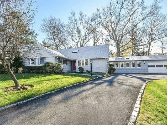 Perfect One Floor Living, In the Heart of a Cul-De-Sac in Todd Estates this Expanded, Pristine, Freshly Painted, Farm Ranch in the North Shore School District with a Full Staircase leading to an Unfinished Attic. Welcoming Foyer w/ sky light, Oversized Primary Suite with Walk-in-Closet & 2 additional Closets. Updated Bathrooms, 2 Additional Bedrooms, E-I-K with SS Appliances, White Cabinets, Granite counters & Table, Living Room w/Wood Burning Fireplace, Dining Room, Den with Sky Lights w/ Wood Burning Fireplace & Book Shelves with Library Sliding Ladder, Full unfinished Basement with plumbing for a 3rd Full Bath, 2 car garage (Natural Gas is available in the Court)