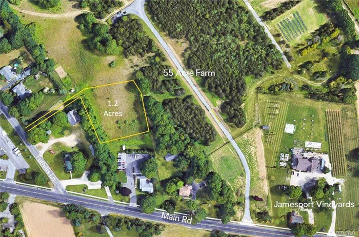 Secluded Flag Lot, Private location to build your dream home. Close to two wineries and Jamesport Village Center.