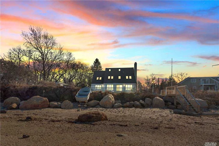 Available for rent, this 1 Acre, 5 bedroom, 2.55 bath home is generously sized, with waterfront Northwest exposures, overlooking the Long Island Sound. The 1st floor, open layout Kitchen, Dining Room and Living Room combo, complimented by a wood-burning fireplace, allows for first-row sunset views. Additionally, the 1st floor consists of 2 Queen sized bedrooms, a full bath, as well as a den. Entering the 2nd floor, you&rsquo;re greeted with 3 bedrooms, 2.55 bathrooms, and a loft-like attic, all with Northwest exposures. The 16 beds spread comfortably throughout the den, 5 bedrooms and loft-like attic, ensure you and your guests will enjoy the East End lifestyle.
