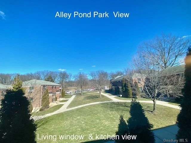 EXCELLENT VIEW :FACING ALLEY POND PARK !!!PORTABLE WASHER & DRYER . individually Entrance door to 2nd floor garden apartment unit!!! Bayside school district #26 , Located Inside lush courtyard , Front yard with BBQ & sitting area . Private Entrance Door to your UPPER 2 BEDROOMS COOP unit . Attic:Pull Down Staircase To Extra Storage Space.Steps away to all :Bus Q27 to Flushing , Q88 to Queens Center , Express Bus Qm5/8/35 to NYC .Shopping Centers in walking distance.Furnished !!! security fee $18.75/ monthly , Cap Assessment$57.20/ monthly . Sublet Allows After 2 Years Owner Occupied. Dogs Friendly, No Flip Tax.