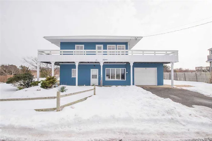 A Beautiful Beach House with incredible views of the Ocean AND Bay, including its own 50 feet of deeded Bulkhead! Nicely updated Kitchen and Baths, Open Living Area with Walls of Glass. Solid as a rock concrete construction and many mechanical updates. Roof deck views are unreal!!