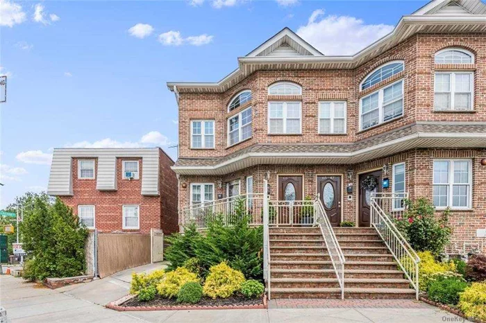 The most absolutely gorgeous in town! 2013 built a new whole brick semi-detached, unit A- is a triplex apt,  consist of basement+1st fl+ 2nd fl. features 3 bedrooms/2 full baths, unit B is a duplex-2nd fl+3rd fl. 2 bedroom/2 full bathrooms with a large terrace,  high ceiling, beautiful hardwood floor throughout, half above ground basement with separate entrance, total interior 2754sqft, Detached garage with a long driveway, nice patio to entertain barbeque party, work at a large home office in the basement, this is a must-see if you looking for a maintenance-free for yourself or investment property for great income producer, Mint condition!