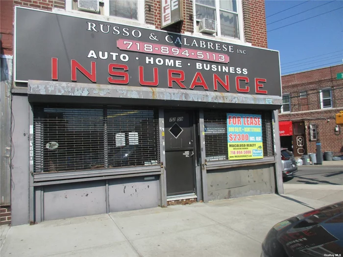 This is an original MOM and POP insurance office that has not been renovated. Located on a VERY visible corner on busy Metropolitan Avenue. One step up from street level. Ideal legal/office/retail.