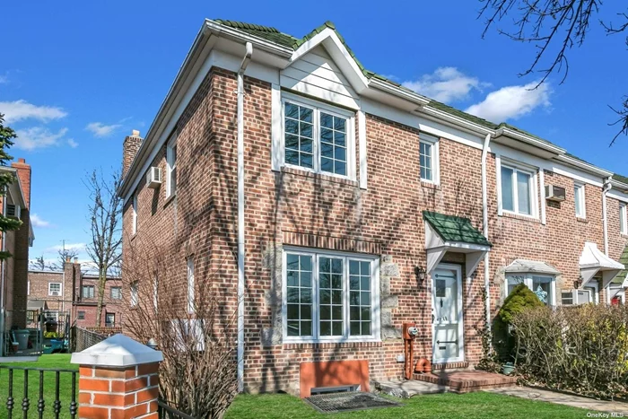 Middle Village N: Move right in to this 1 family brick beauty in prime Middle Village location! Completely renovated! The first floor features a spacious living room, formal dining room area, meticulously renovated kitchen, and access to outdoor terrace. The second floor offers 3 spacious, bright bedrooms and a full bath. Features beautiful hardwood floors throughout, plenty of windows for optimal sunshine, a finished basement with half bath, and a 1 car garage with driveway in rear. Zoned for highly regarded PS 49, and close to transportation (express buses to Manhattan and local buses) and shopping along Eliot Avenue!