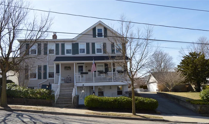 Nice size 4 bedroom 3 bath colonial built circa 1848. Gas cooking/heating. Sitting rooms off bedrooms. front porch, detached 2 car garage, deck, oversized property. Nicely maintained, harbor water views from second floor. Lower Level is great space for Home Office with separate outside entrance. Located in the heart of the hamlet close to all.