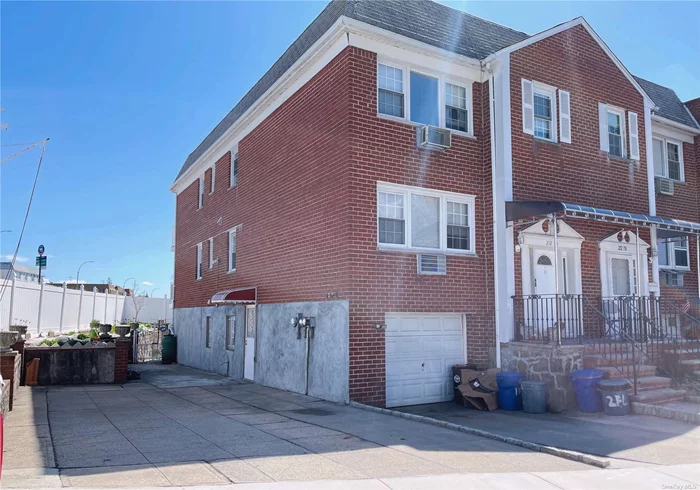 Bayside three level semi attached 2-family brick townhouse on 4, 967 SF corner lot. Ground floor:2-bed+1-bath, 2nd floor: 3-beds+2-baths+balcony, 3rd floor: 3-beds+2-baths+balcony. Common laundry room shared by tenants. Easy parking with attached garage plus additional space for up to 5 cars on driveway/side lot. Located near Bay Terrace for supermarkets, restaurants, pharmacies, banks, shops and more. Minutes from Little Bay Park, Fort Totten Park and numerous golf courses. Q-13 bus stops on Bell Blvd. Cross Island Parkway Exits 32/33. Clearview Expressway (I-295) Exits 6A/7.