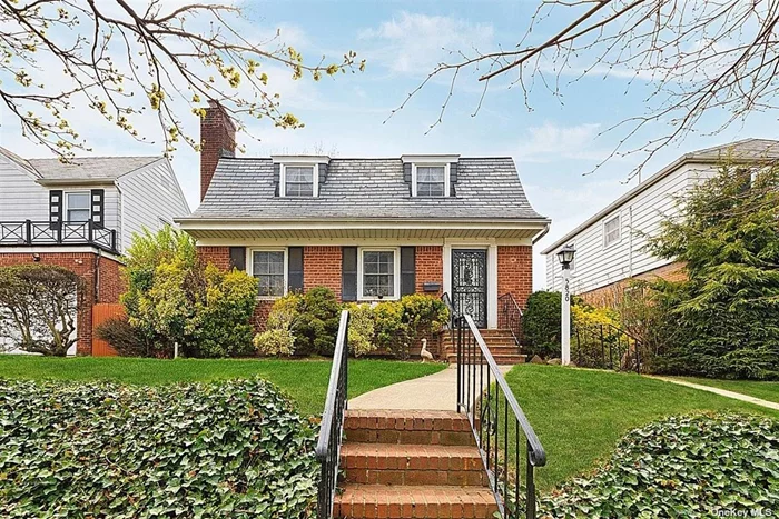 Spacious Brick Cape on a Great Block in Bayside Hills! 1st Fl-LR w/fplc, FDR, EIK, 2 Bdrms, 1 Full Bath. 2nd Fl- 2 Large Bedrooms, 1 Full Bath. Finished Bsmt w/ Family Room, Laundry Room. Efficient Solar Panels. Needs Updating and Offers Great Potential. 1 Car Garage w/Driveway & Private Yard. School District 26, Convenient to Transportation and Shopping!