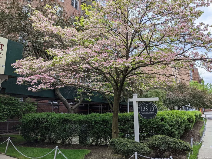 Top Floor 2B/1B Co-Op Apt With Balcony In Highly Desirable enclave Of Downtown Flushing. South-Western Exposure. Tree-Top View Of Queens Botanical Garden And Flushing Meadows Park against A Backdrop Of Spectacular Manhattan Skyline. Part Time Doorman, Generous Entry Foyer, Walk In Closet, Free Bike And Locker Storage In Basement. No subletting. Some photos are virtually staged.